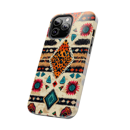 Wild Boho Leopard Print & Floral Tough iPhone Case – Eclectic Tribal Design, Dual - Layer Protection - BOGO Cases