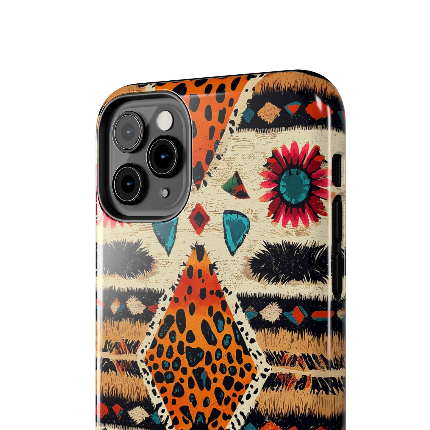 Wild Boho Leopard Print & Floral Tough iPhone Case – Eclectic Tribal Design, Dual - Layer Protection - BOGO Cases