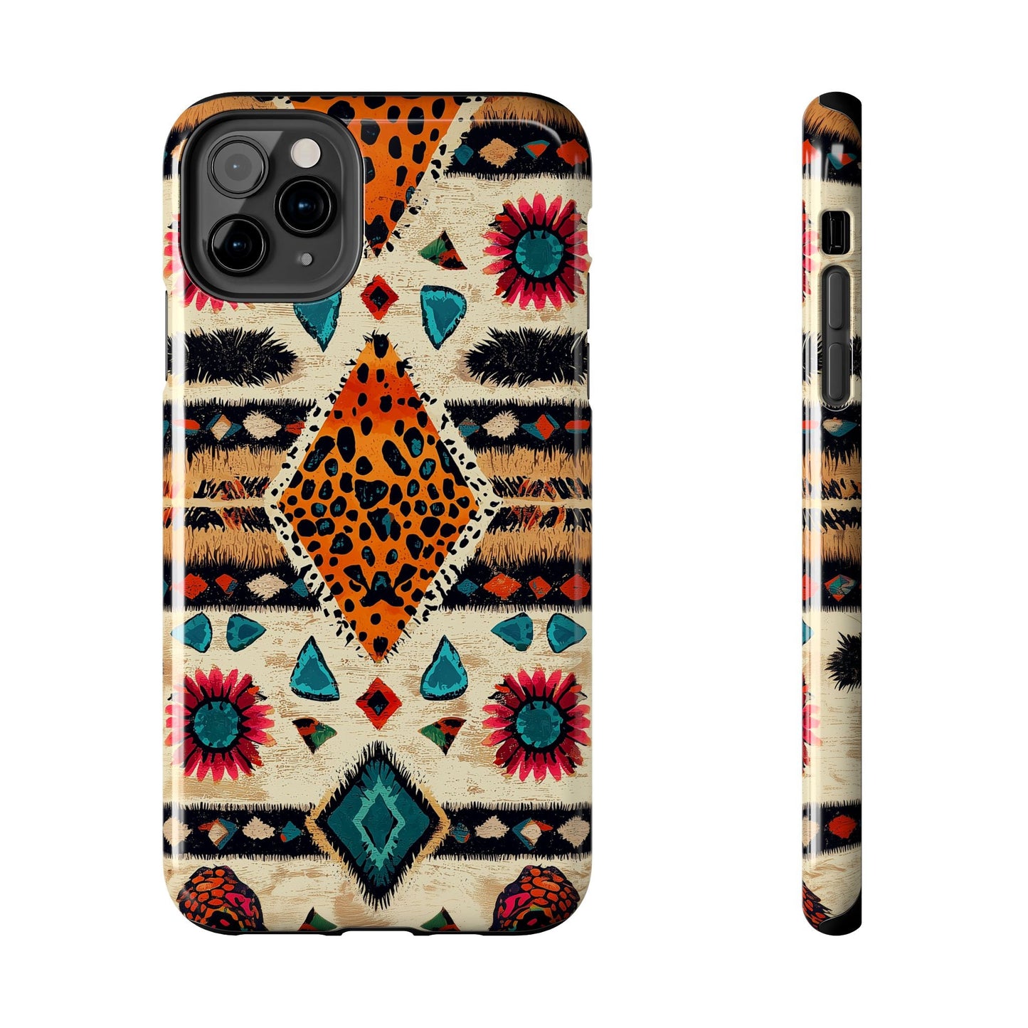 Wild Boho Leopard Print & Floral Tough iPhone Case – Eclectic Tribal Design, Dual - Layer Protection - BOGO Cases