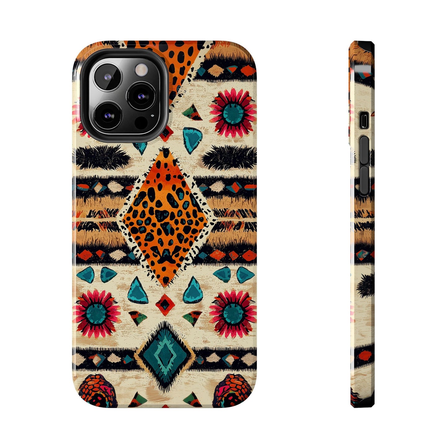 Wild Boho Leopard Print & Floral Tough iPhone Case – Eclectic Tribal Design, Dual - Layer Protection - BOGO Cases