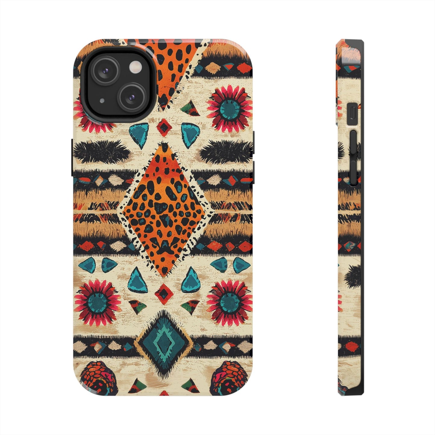 Wild Boho Leopard Print & Floral Tough iPhone Case – Eclectic Tribal Design, Dual - Layer Protection - BOGO Cases