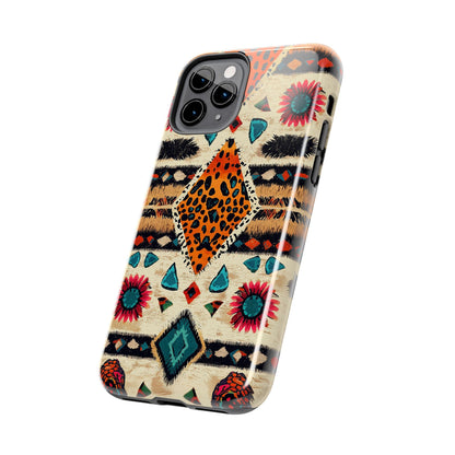 Wild Boho Leopard Print & Floral Tough iPhone Case – Eclectic Tribal Design, Dual - Layer Protection - BOGO Cases