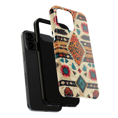 Wild Boho Leopard Print & Floral Tough iPhone Case – Eclectic Tribal Design, Dual - Layer Protection - BOGO Cases