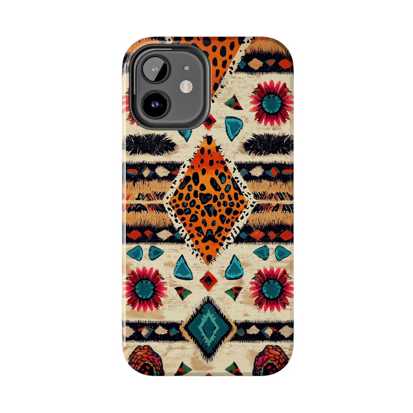 Wild Boho Leopard Print & Floral Tough iPhone Case – Eclectic Tribal Design, Dual - Layer Protection - BOGO Cases