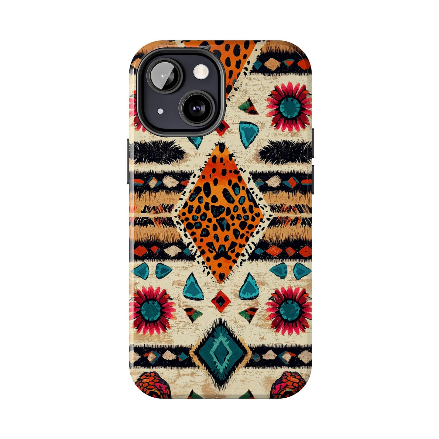 Wild Boho Leopard Print & Floral Tough iPhone Case – Eclectic Tribal Design, Dual - Layer Protection - BOGO Cases