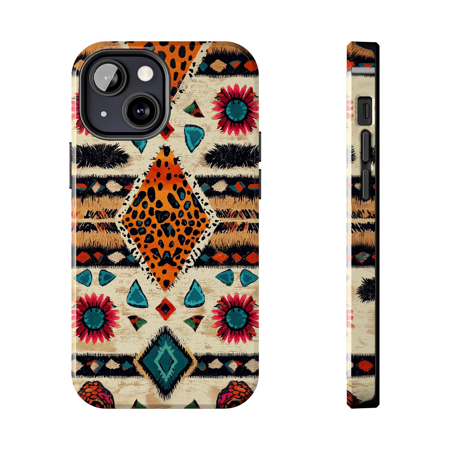 Wild Boho Leopard Print & Floral Tough iPhone Case – Eclectic Tribal Design, Dual - Layer Protection - BOGO Cases