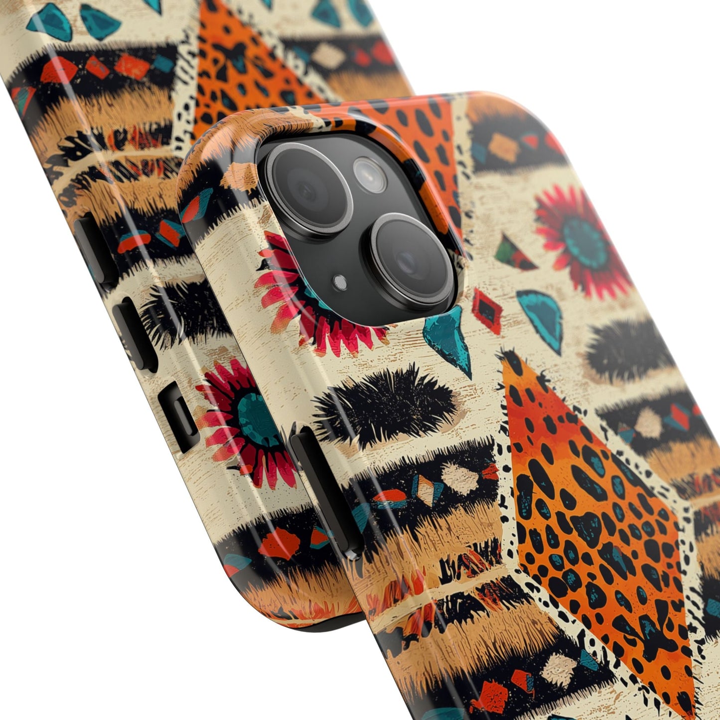 Wild Boho Leopard Print & Floral Tough iPhone Case – Eclectic Tribal Design, Dual - Layer Protection - BOGO Cases