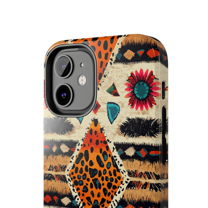 Wild Boho Leopard Print & Floral Tough iPhone Case – Eclectic Tribal Design, Dual - Layer Protection - BOGO Cases