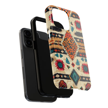 Wild Boho Leopard Print & Floral Tough iPhone Case – Eclectic Tribal Design, Dual - Layer Protection - BOGO Cases