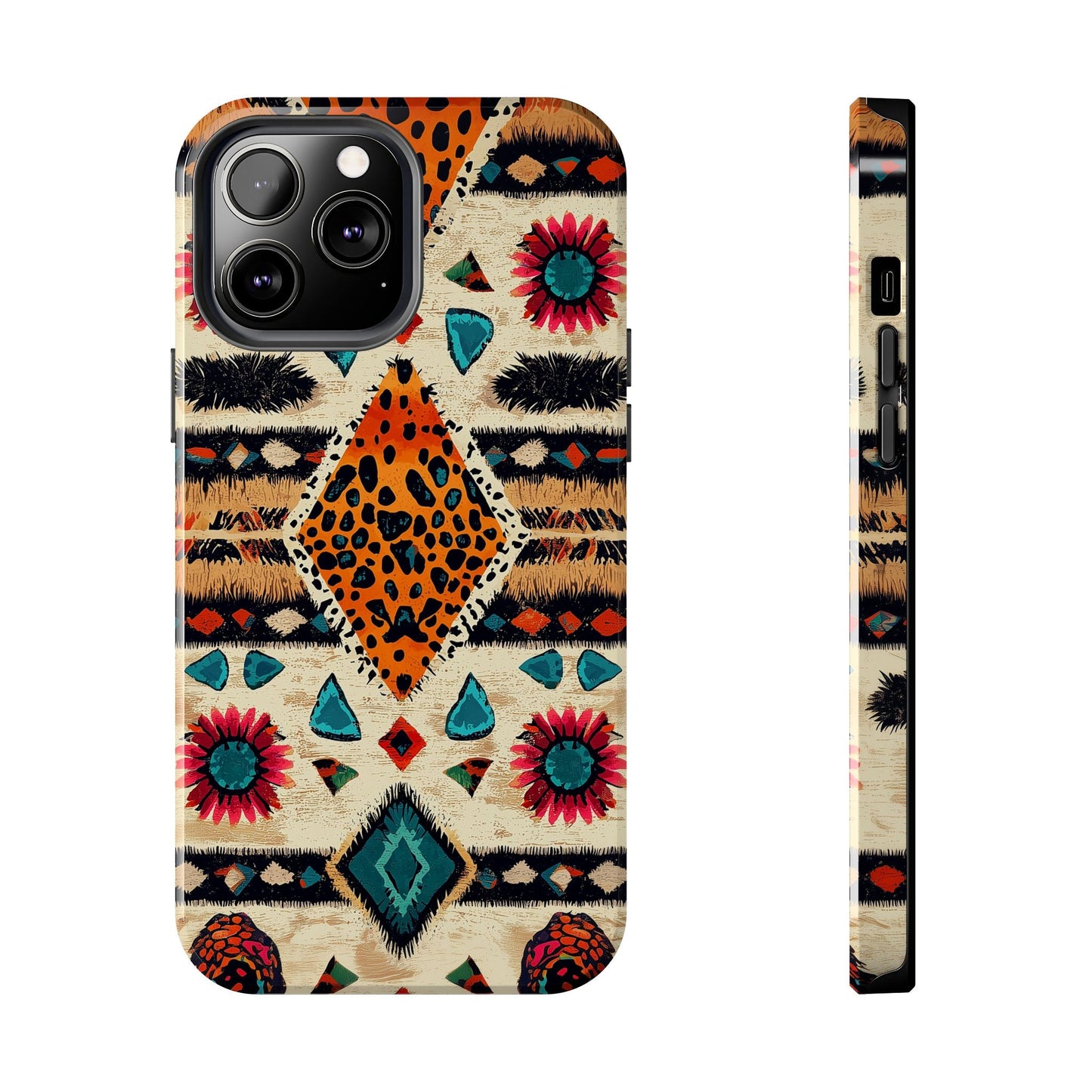 Wild Boho Leopard Print & Floral Tough iPhone Case – Eclectic Tribal Design, Dual - Layer Protection - BOGO Cases