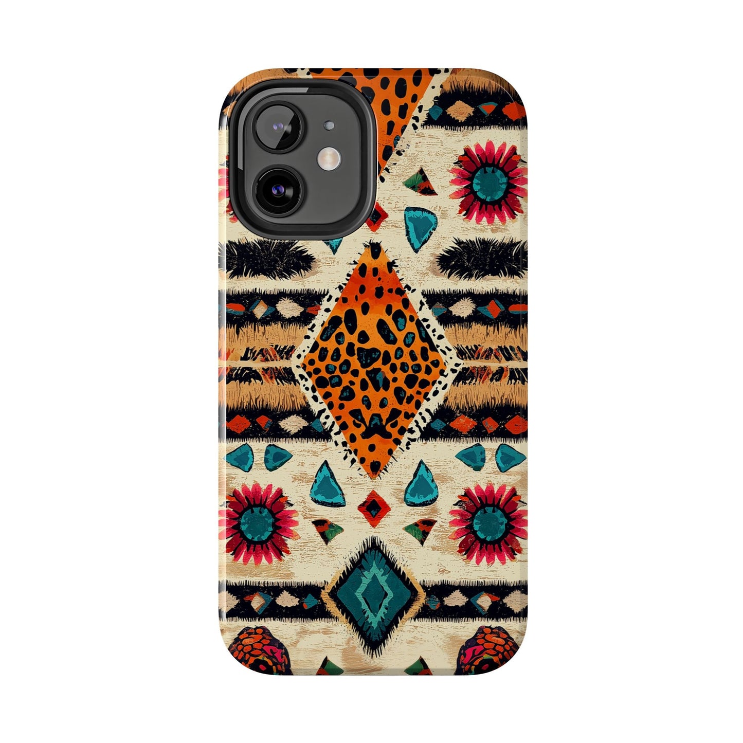 Wild Boho Leopard Print & Floral Tough iPhone Case – Eclectic Tribal Design, Dual - Layer Protection - BOGO Cases