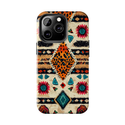 Wild Boho Leopard Print & Floral Tough iPhone Case – Eclectic Tribal Design, Dual - Layer Protection - BOGO Cases