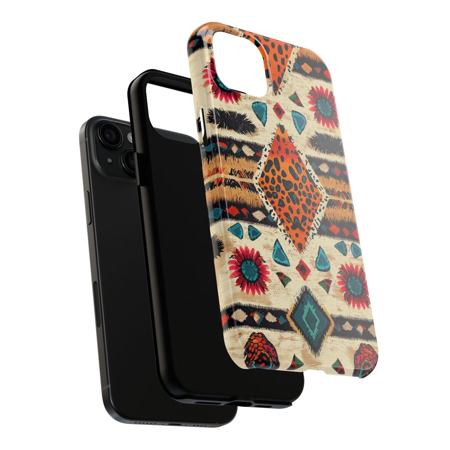 Wild Boho Leopard Print & Floral Tough iPhone Case – Eclectic Tribal Design, Dual - Layer Protection - BOGO Cases