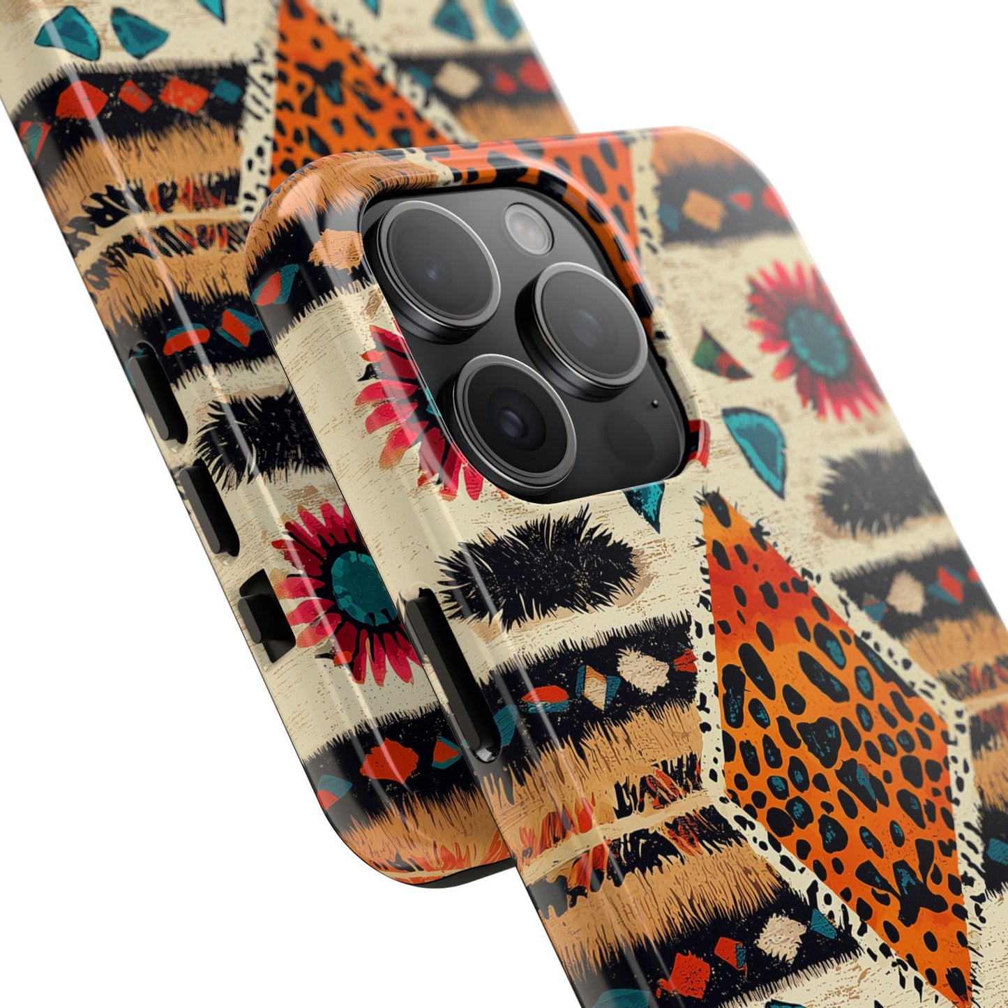 Wild Boho Leopard Print & Floral Tough iPhone Case – Eclectic Tribal Design, Dual - Layer Protection - BOGO Cases