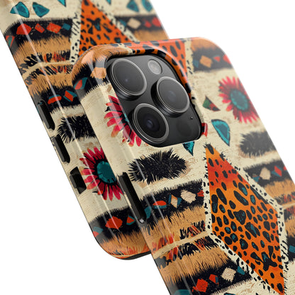 Wild Boho Leopard Print & Floral Tough iPhone Case – Eclectic Tribal Design, Dual - Layer Protection - BOGO Cases