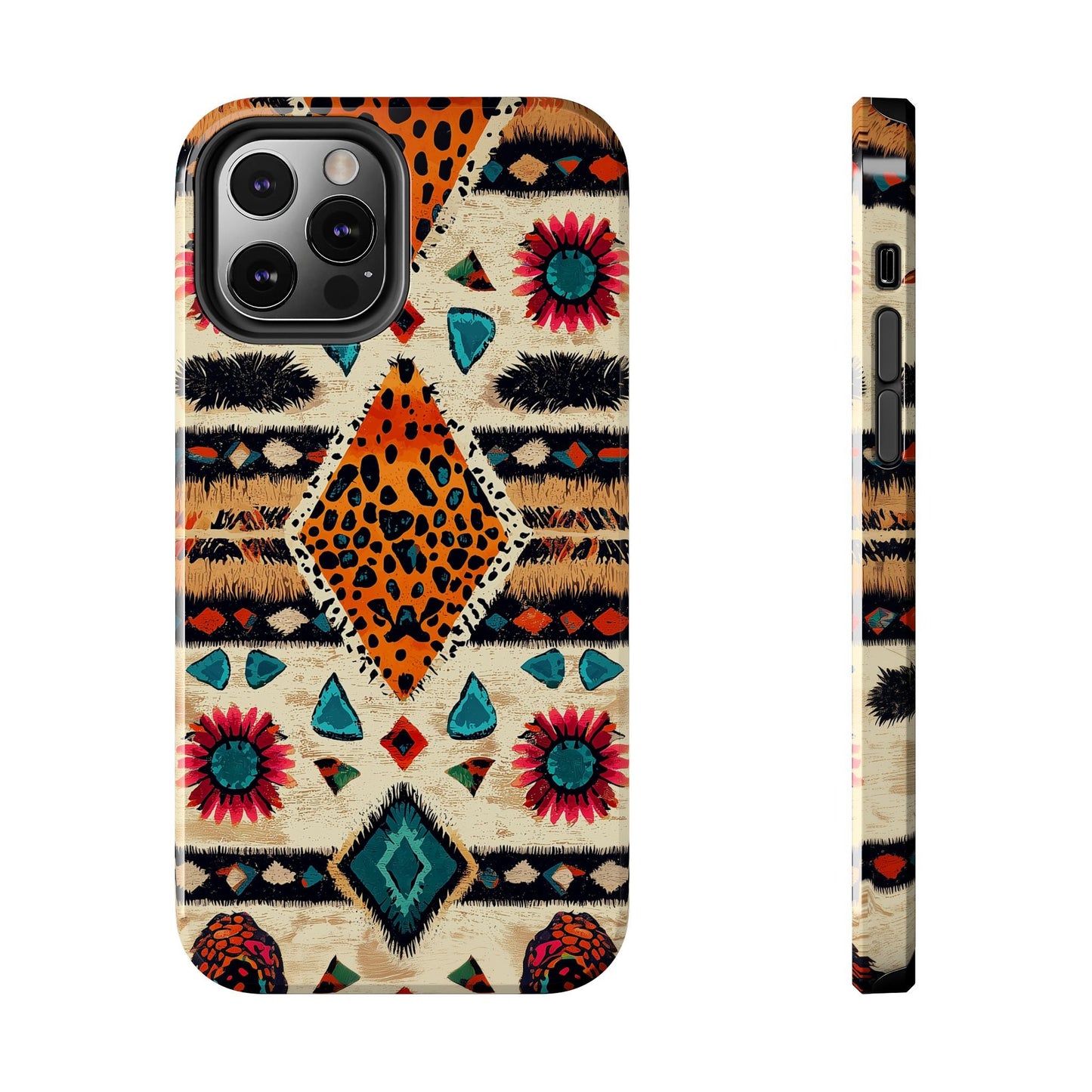 Wild Boho Leopard Print & Floral Tough iPhone Case – Eclectic Tribal Design, Dual - Layer Protection - BOGO Cases