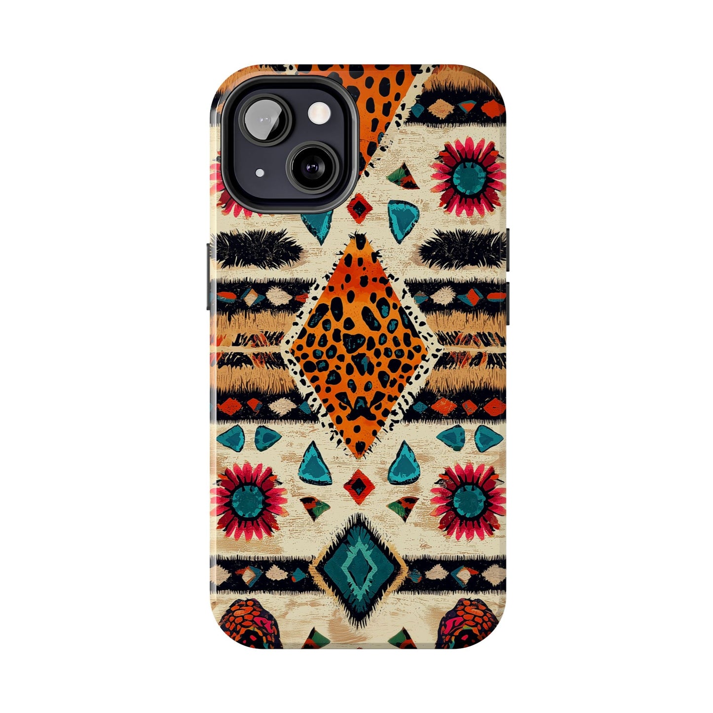 Wild Boho Leopard Print & Floral Tough iPhone Case – Eclectic Tribal Design, Dual - Layer Protection - BOGO Cases