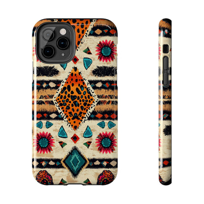 Wild Boho Leopard Print & Floral Tough iPhone Case – Eclectic Tribal Design, Dual - Layer Protection - BOGO Cases