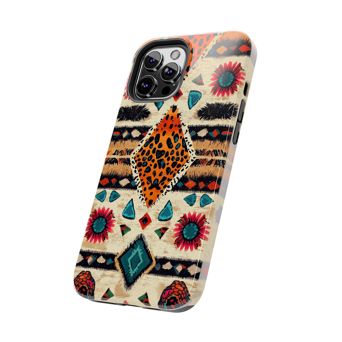 Wild Boho Leopard Print & Floral Tough iPhone Case – Eclectic Tribal Design, Dual - Layer Protection - BOGO Cases