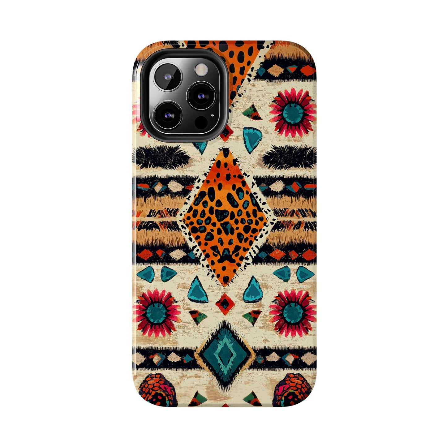 Wild Boho Leopard Print & Floral Tough iPhone Case – Eclectic Tribal Design, Dual - Layer Protection - BOGO Cases