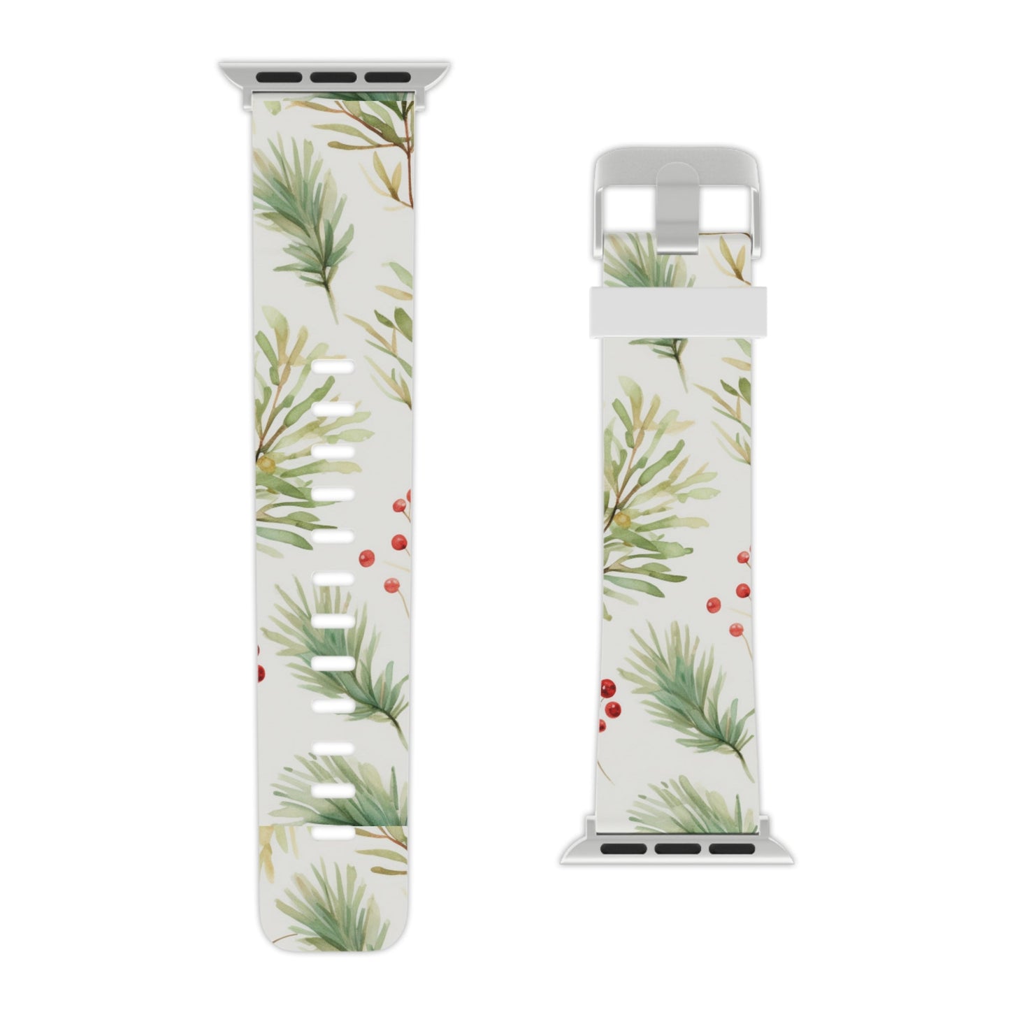 Winter Greenery & Berry Watercolor Apple Watch Band - BOGO Cases
