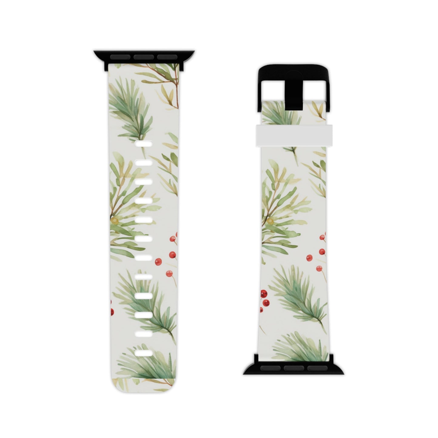 Winter Greenery & Berry Watercolor Apple Watch Band - BOGO Cases