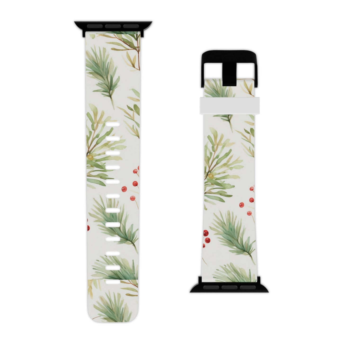 Winter Greenery & Berry Watercolor Apple Watch Band - BOGO Cases