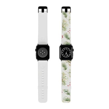Winter Greenery & Berry Watercolor Apple Watch Band - BOGO Cases