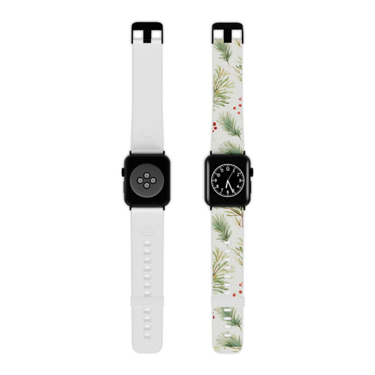 Winter Greenery & Berry Watercolor Apple Watch Band - BOGO Cases