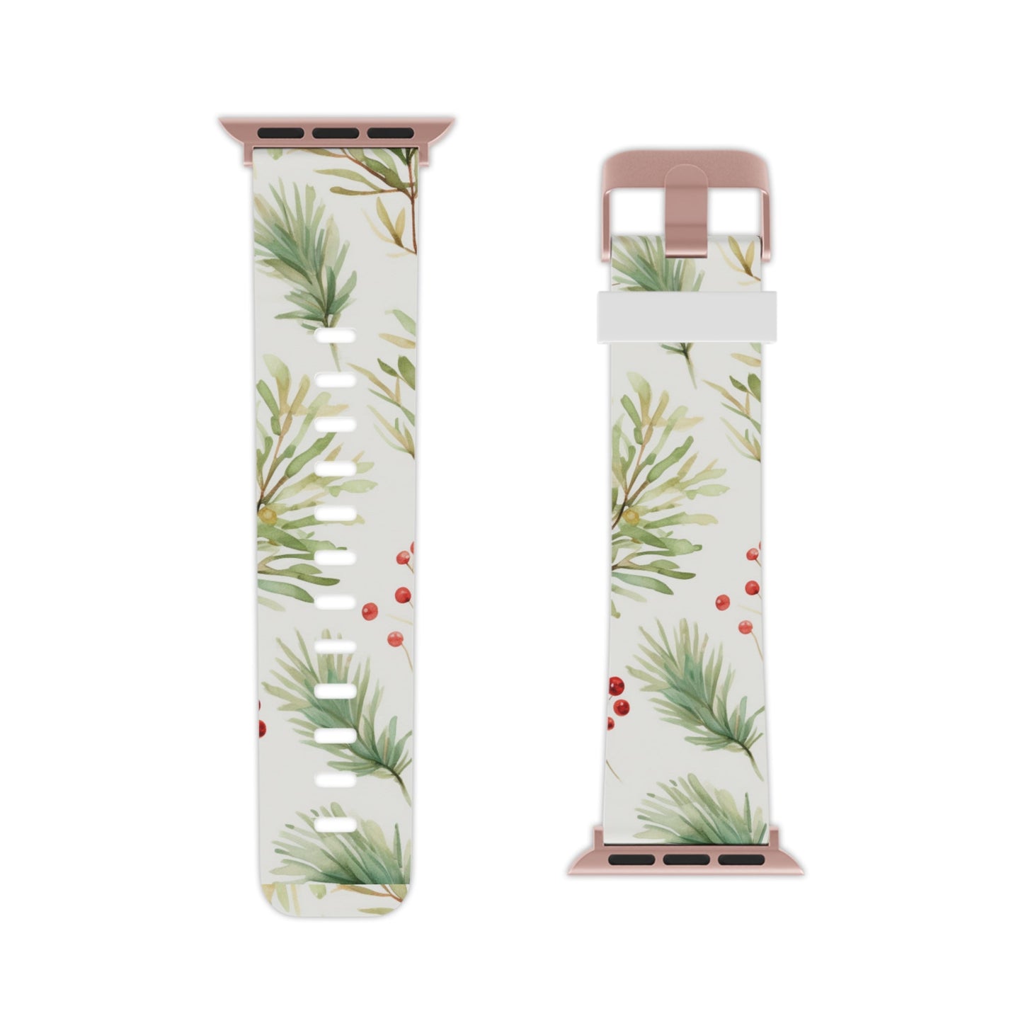 Winter Greenery & Berry Watercolor Apple Watch Band - BOGO Cases