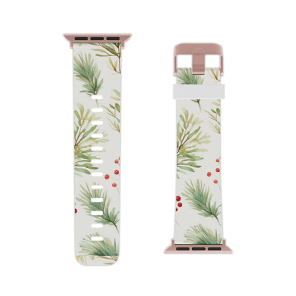 Winter Greenery & Berry Watercolor Apple Watch Band - BOGO Cases