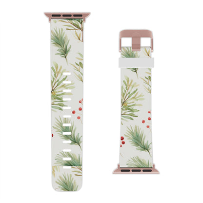 Winter Greenery & Berry Watercolor Apple Watch Band - BOGO Cases